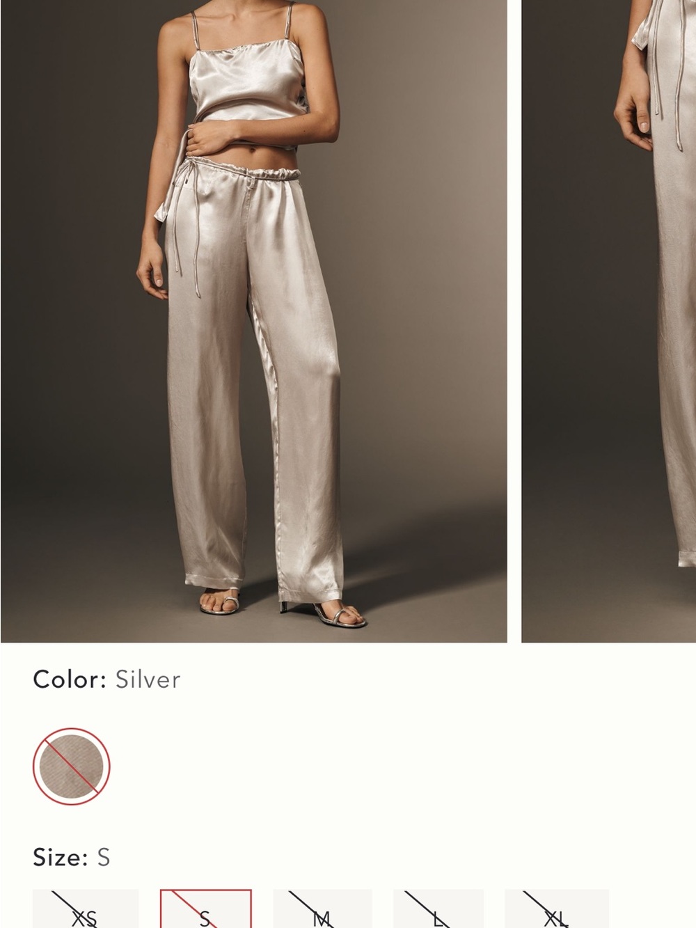 Silver Satin Wide-Leg Lounge Pants
